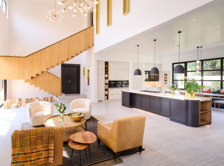 Bespoke residential interior design by edge.ids featuring a luxury modern kitchen and open-plan lounge with premium finishes.