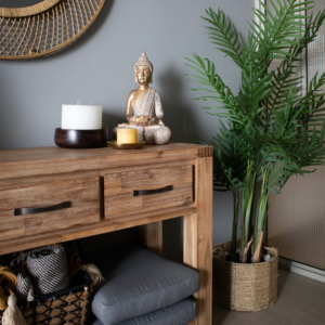 Large neutral sectional sofa with **bespoke upholstery** and coordinated **custom cushions** in a bright, modern living room designed by edge.ids.
